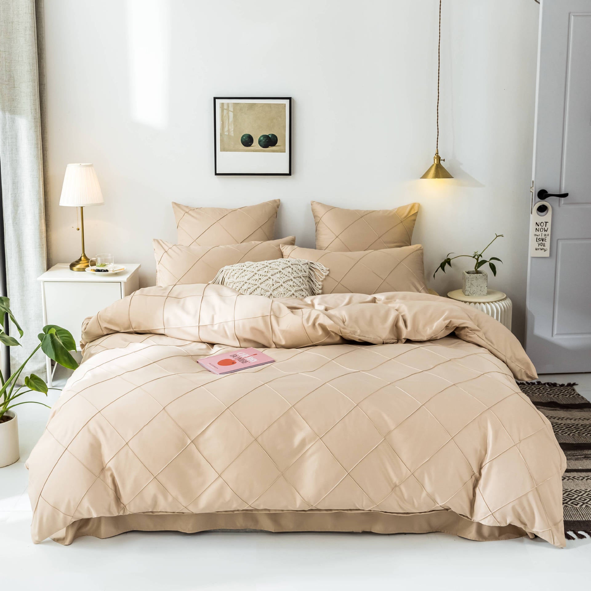 Fashion Diamond Pattern Duvet Cover and Pillowcase Set - 3 Pieces - Calm Cloud Bedding